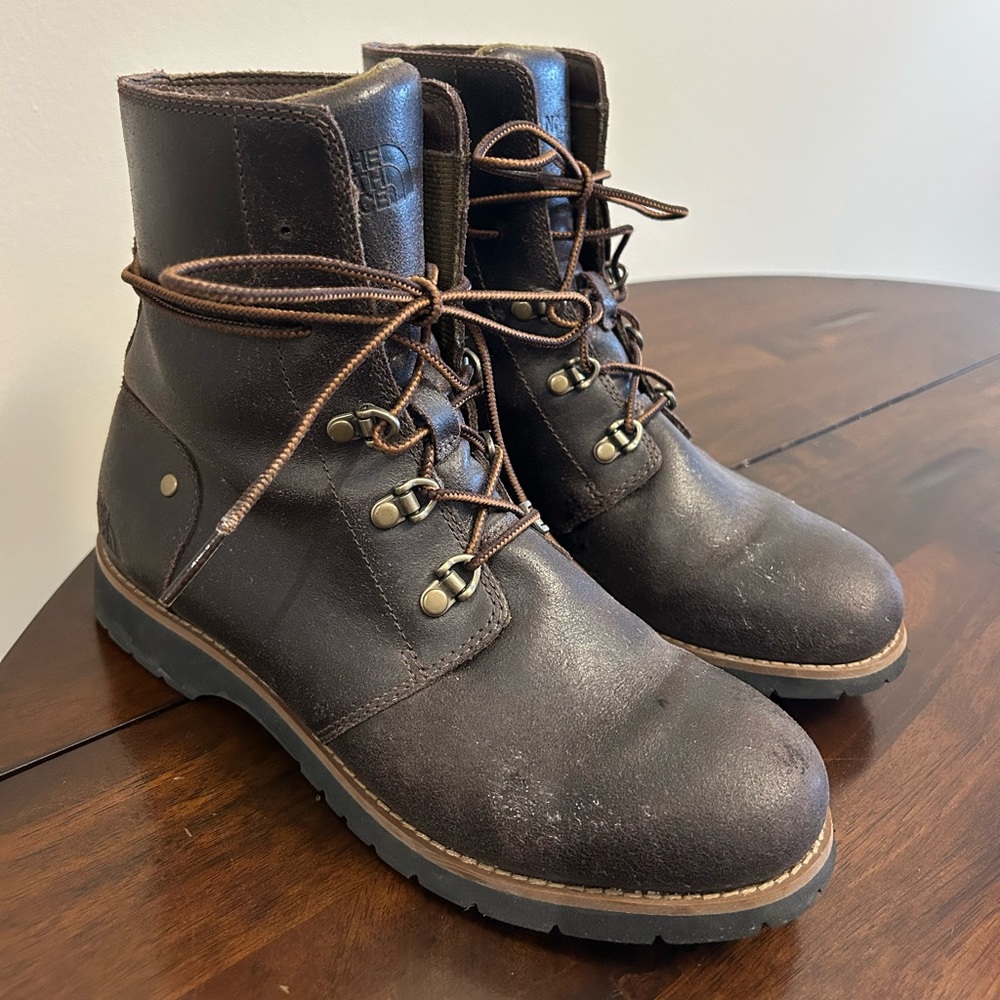 The North Face Women's Brown Leather Combat Moto Boots